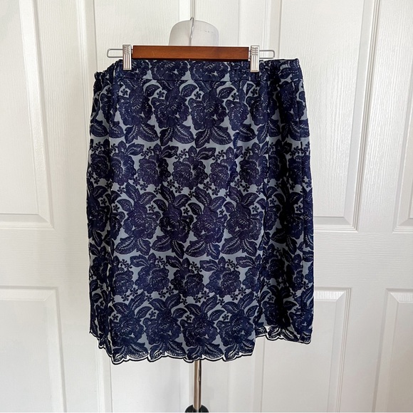 NWT Talbots Woman Blue Lace Floral Special Occasion Skirt Womens Plus Sz 14W - Picture 4 of 14